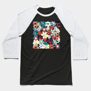 Colorful Floral Scarlet Pimpernel Garden Pattern Baseball T-Shirt